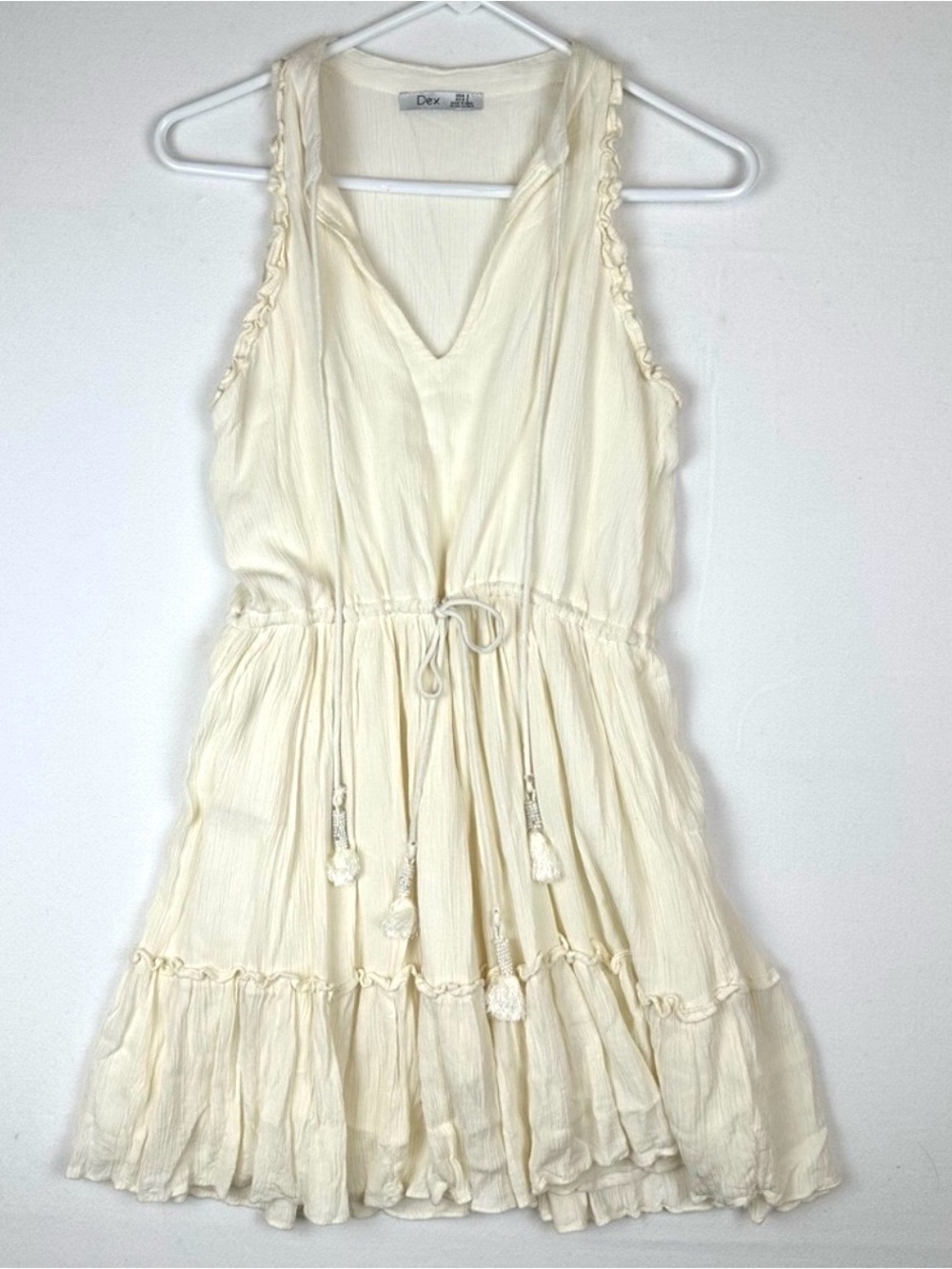 Dex Crinkle Tiered Sleeveless Mini Dress Boho Beachy‎ Coastal